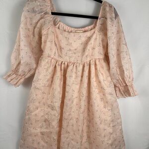 Elegant Floral Peach Dress